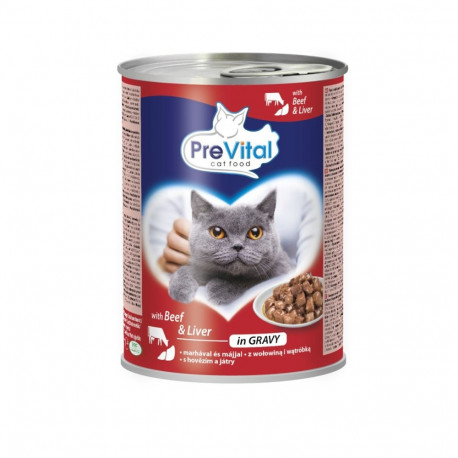 Cat Food - PREVITAL Wet Cat Food with Beef & Liver in Sauce - 415g