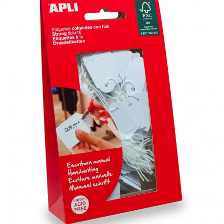 Hinnasildid käsitsi kirjutamiseks nööriga,valge, 11X29 mm,200tk/pk