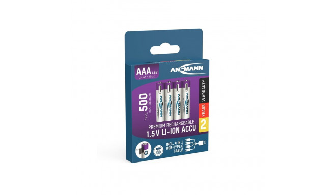ACCU AAA 1.5V 500MAHUSB-C.MAX1A 4PCS