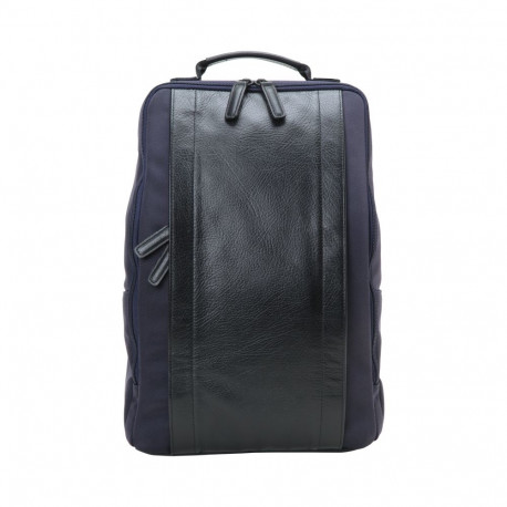 Artisan & Artist I RR4-06C I Leather Panel Backpack, Navy