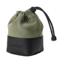 Artisan & Artist I ACAM-LP120 I Fabric and Leather Lens Pouch (S) Khaki/Black