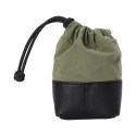 Artisan & Artist I ACAM-LP120 I Fabric and Leather Lens Pouch (S) Khaki/Black