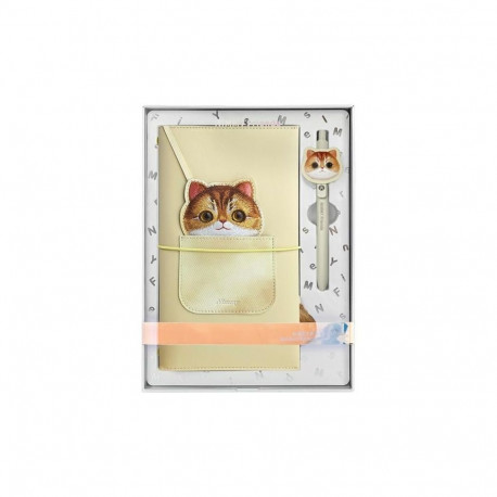NIMMY set 2in1 notebook + pen BIG EYED PET 2.0 Cat khaki