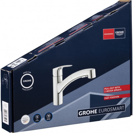 Grohe Eurosmart väljatõmmatav ühekäepidemeline köögisegisti 1/2