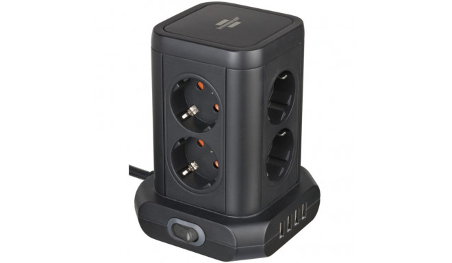 Brennenstuhl 8-pesaline pistikutorn 4 USB-ga 2 m must