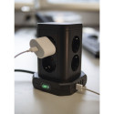 Brennenstuhl pistiktorn 8 pesaga, 4 USB, 2 m, must