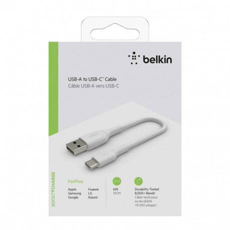 Belkin USB-C/USB-A kaabel 15 cm PVC, valge CAB001bt0MWH