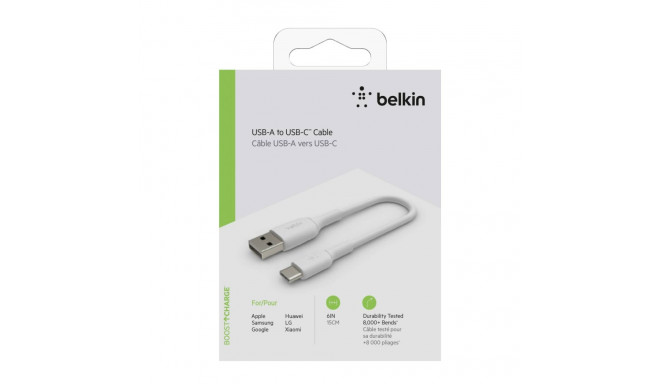 Belkin USB-C/USB-A kaabel 15 cm PVC, valge CAB001bt0MWH
