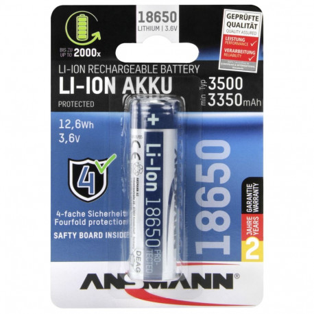 Ansmann Li-Ion 18650 3500mAh 3,6V aku 12,6Wh 1307-0001