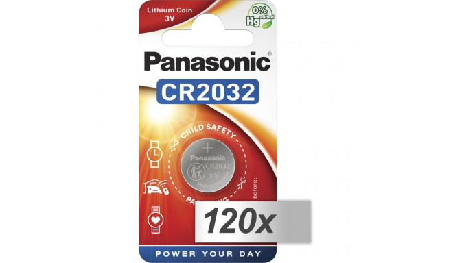 120x1 Panasonic CR 2032 liitiumtoite VPE väliskarp