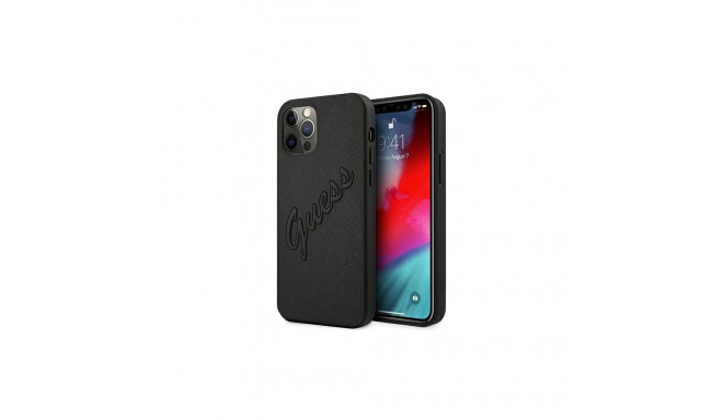 Guess Saffiano Vintage Script Case for iPhone 12 Pro Max 6.7" - Black