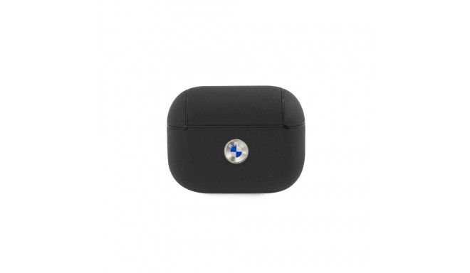 BMW BMAPSSLBK AirPods Pro cover czarny/black Geniune Leather Silver Logo