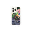 Guess GUHCP13LLFLSB iPhone 13 Pro / 13 6.1" blue/blue hardcase Flower Liquid Glitter