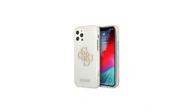 Guess GUHCP12LPCUGL4GTR iPhone 12 Pro Max 6.7" transparent hard case Glitter 4G Big Logo