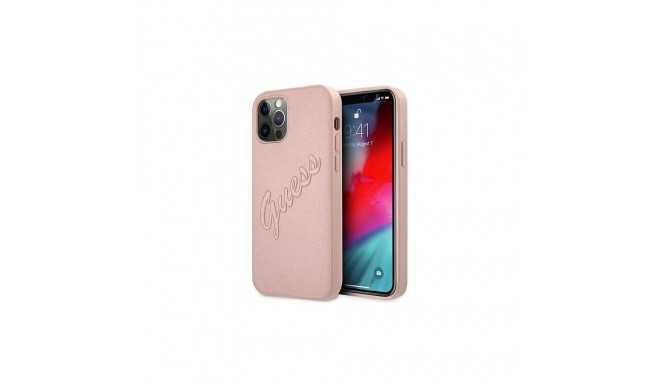 Guess GUHCP12LRSAVSRG iPhone 12 Pro Max 6.7" pink/pink hardcase Saffiano Vintage Script