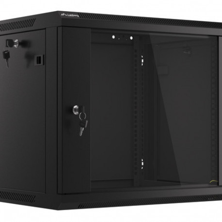 RACK CABINET 19" WALL-MOUNT 9U/600X450 (FLAT PACK) WITH GLASS DOOR BLACK LANBERG V2