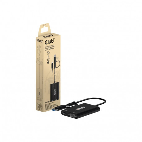 CLUB 3D USB Gen1 Type-C/-A to Dual HDMI 4K/30Hz VGA 1080/60Hz