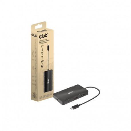CLUB 3D USB Gen2 Type-C to Dual DisplayPort 4k60Hz 7-in-1 Portable Dock