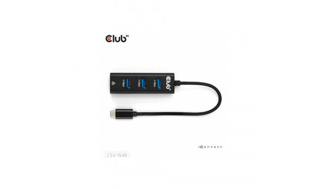 Club 3D USB Type-C 3.2 Gen1 3 pordiga USB Type-A ja gigabitine Ethernet jaotur