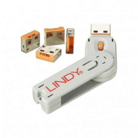 USB Port Schloss (4 Stück) mit Schlüssel (orange, Code: ORANGE)