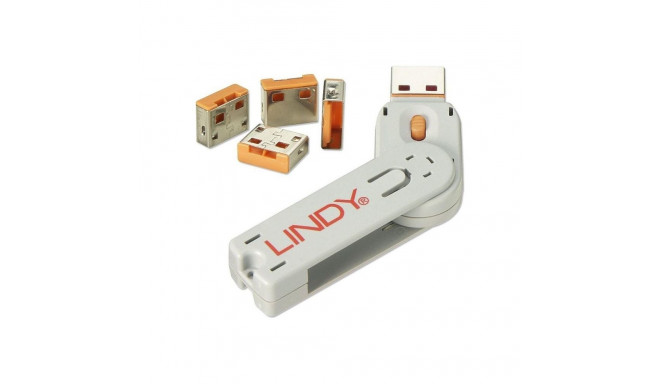 USB Port Schloss (4 Stück) mit Schlüssel (orange, Code: ORANGE)