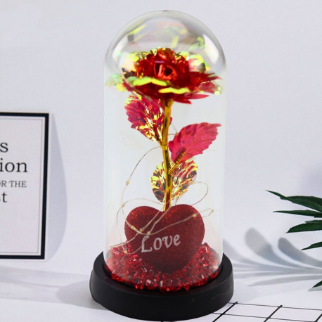 wieczna roos klaaskuplis LED-valgustusega südame ja helmestega punane 21x11cm