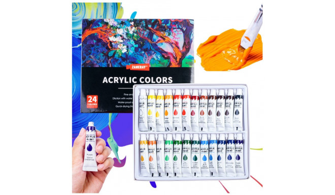 "Komplekt akrüülvärvid kunstnikele tuubides rikkalikult pigmenteeritud 24 tk 12 ml"