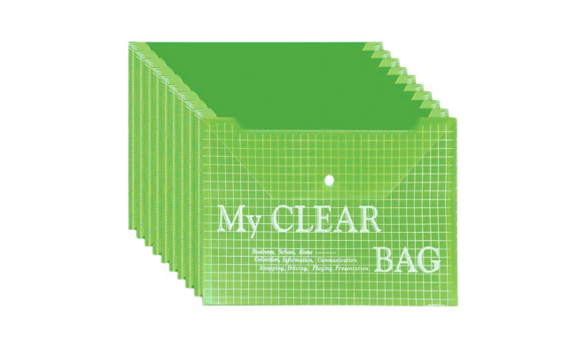 Teczka Folder Kopertowy Z Zapięciem Przeźroczysty Zielony A4 20 Sztuk