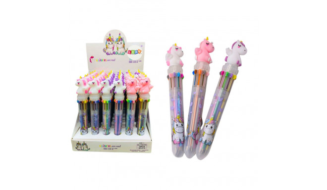 Długopis Wielokolorowy Jednorożec Automatyczny 10 Kolorów Mix