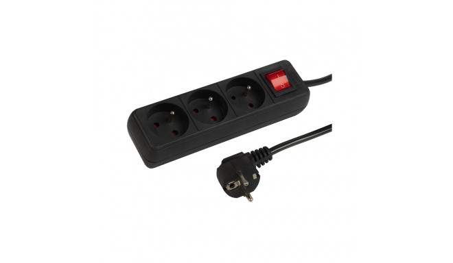98-072# pr-370wsp 3-pesaga maandusega pikendusjuhe + lüliti 2m must 3x1,5mm