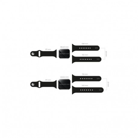 Fusion Accessories 38 / 40 / 41 /mm Black Silicone Strap M / L