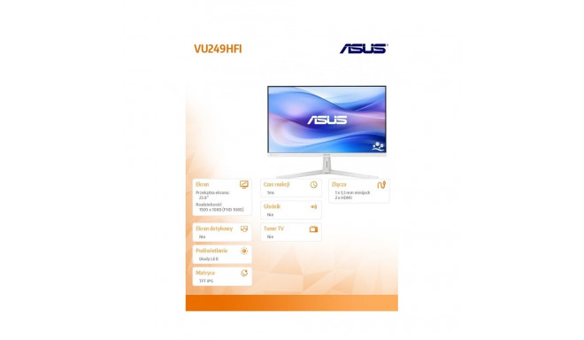 Monitor 24 VU249HFI-W IPS 100Hz HDMIx2 biały