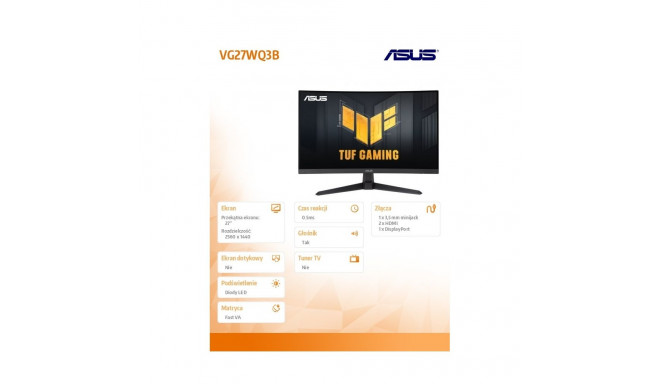 Monitor 27 cali VG27WQ3B QHD 180Hz 1500R 2xHDMI DP SPEAKERS