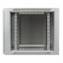 Wall mount cabinet 19 9U 501/600/450mm, glass door, grey (RAL 7035)