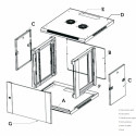 Wall cabinet rack 9U 600x450 black glass door