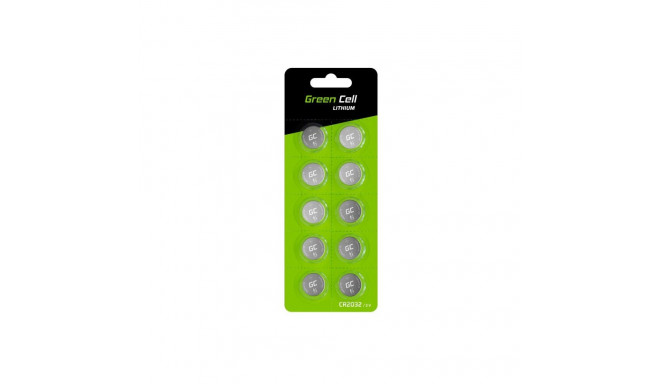 Lithium Battery - Green Cell CR2032 220mAh 10 Pack Silver