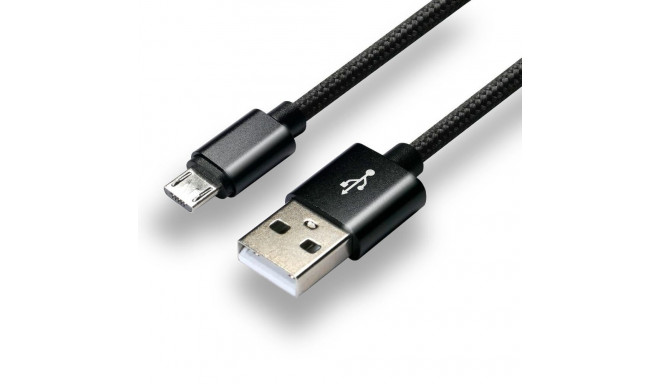 USB Cable - everActive CBB-1MB Micro USB Cable 1m, Braided, Quick Charge 2.4A - Black