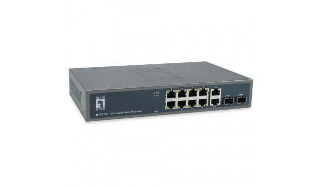 "Switch 10x GE GEP-1221 2xGSFP 19"" 150W 8xPoE+"