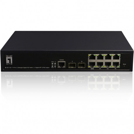 "Switch 8x GE GEP-1061 2xGSFP 19"" 180W 8xPoE+"