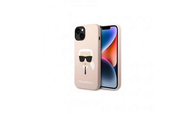 Karl Lagerfeld kaitseümbris iPhone 14 6.1" Silicone Karl`s Head, heleroosa (KLHMP14SSLKHLP)