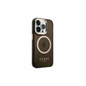 Guess kaitseümbris iPhone 14 Pro 6.1" Gold Outline Translucent MagSafe, must (GUHMP14LHTCMK)