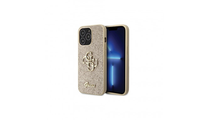 Guess GUHCP13XHG4SGD case for iPhone 13 Pro Max 6.7" - gold Glitter Script Big 4G