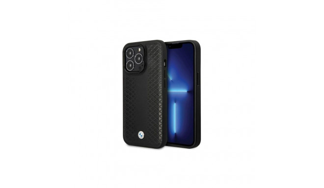 BMW Leather Diamond Pattern case for iPhone 14 Pro - black