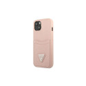 Guess GUHCP13SPSATPP iPhone 13 mini 5,4 "pink / pink hardcase SaffianoTriangle Logo Cardslot