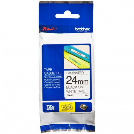 Etiketilint TZe-251 24mm, must valgel