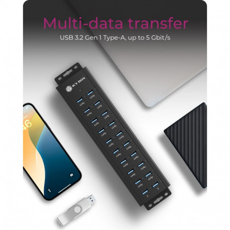 Raidsonic | 20-in-1 USB HUB toiteallikaga, sisse-/väljalülitamise nupu ja kinnituskronsteinidega | I