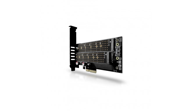 AXAGON PCEM2-D PCI-E 3.0 4x - DUAL M.2 SSD (NVMe + SATA) dual voltage up to 110mm SSD