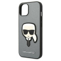 Karl Lagerfeld KLHCP14SSAPKHG iPhone 14/ 15 / 13 6.1" silver hardcase Saffiano Karl`s Head P
