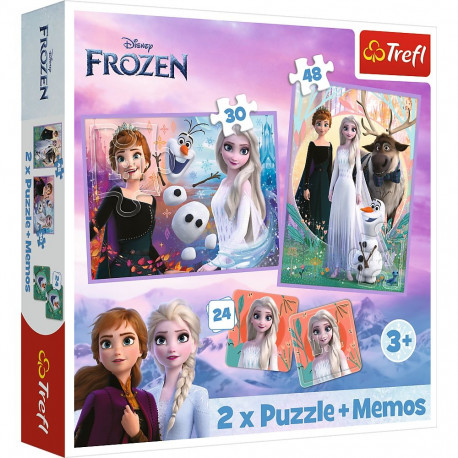 Puzzle + MEMOS – 2 ühes (30,48) – printsessid oma kuningriigis – Disney Frozen – Trefl 93335