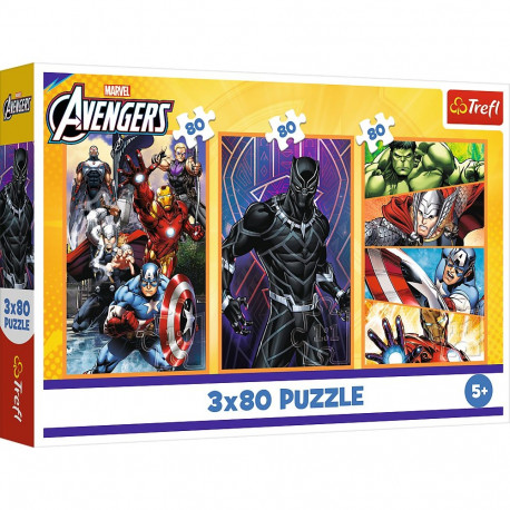 Puzzle - 3x80 - täis seiklusi päevad - Disney Marvel The Avengers - Trefl 34883